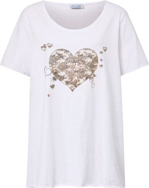 Angel of Style Shirt met rolzoom met print voor Wit