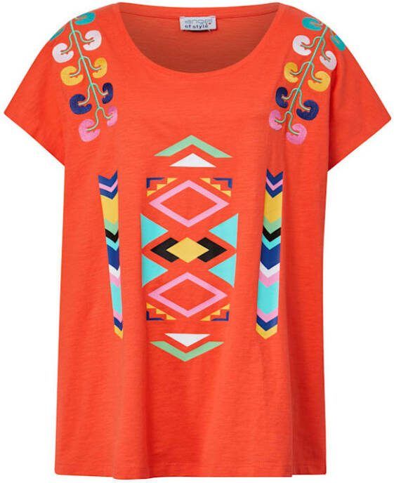 Angel of Style Shirt met trendy etnoborduursel Koraal
