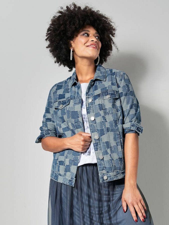 Angel of Style Spijkerjasje in patchworklook Blue stone