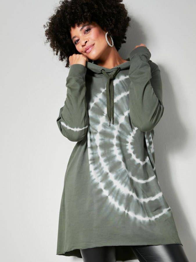 Angel of Style Sweatshirt met batikeffect Olijf