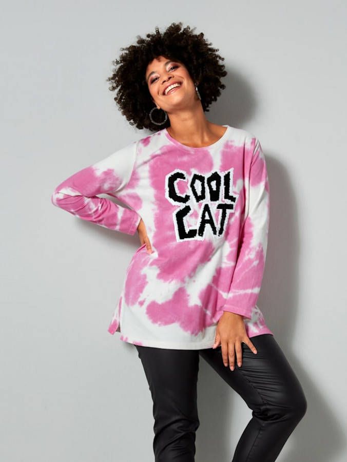 Angel of Style Sweatshirt met batikeffect Pink/Wit