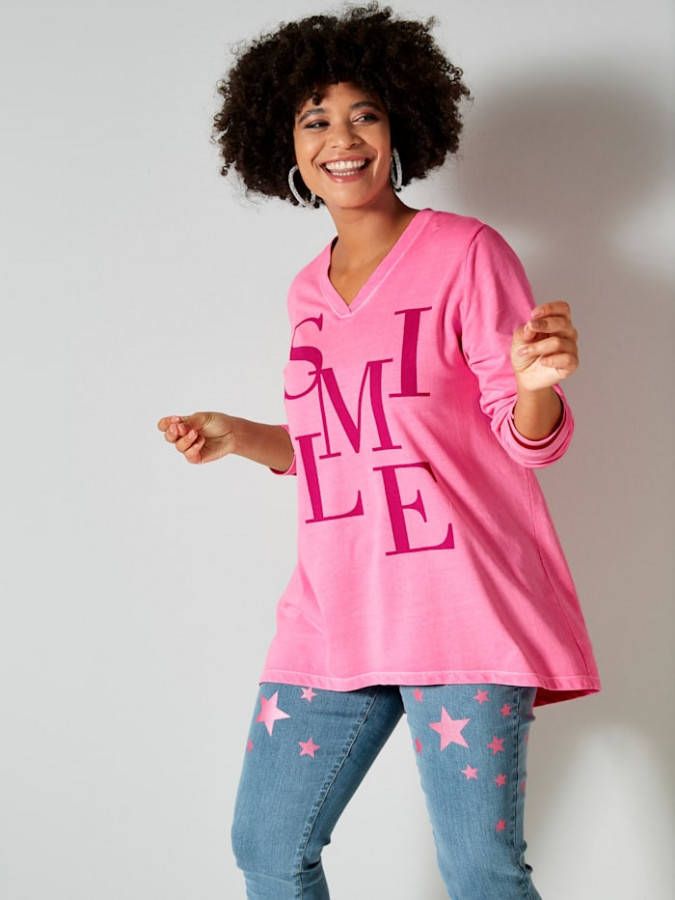 Angel of Style Sweatshirt met langere achterkant Fuchsia