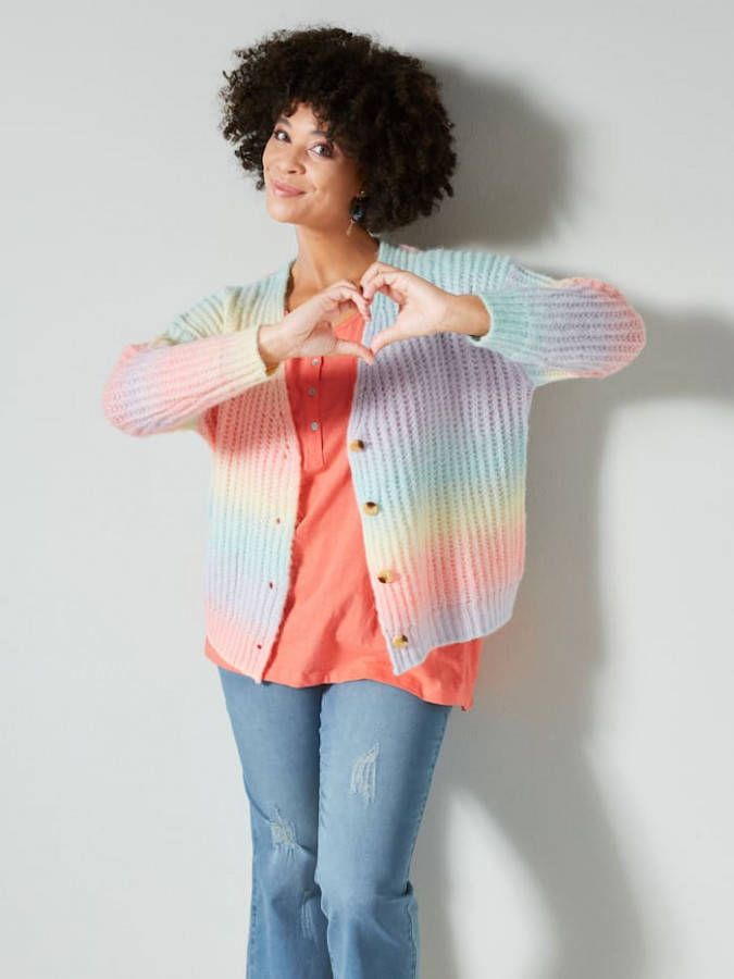 Angel of Style Vest met kleurverloop Paars/Mint/Apricot