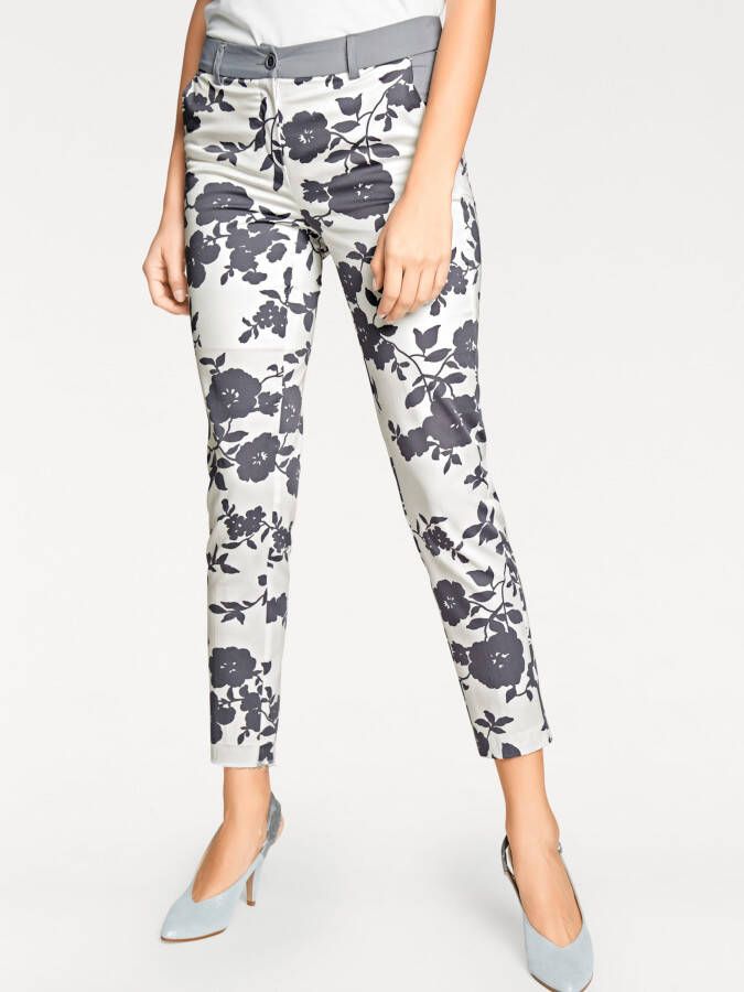 Broek met print in grijs/wit van heine