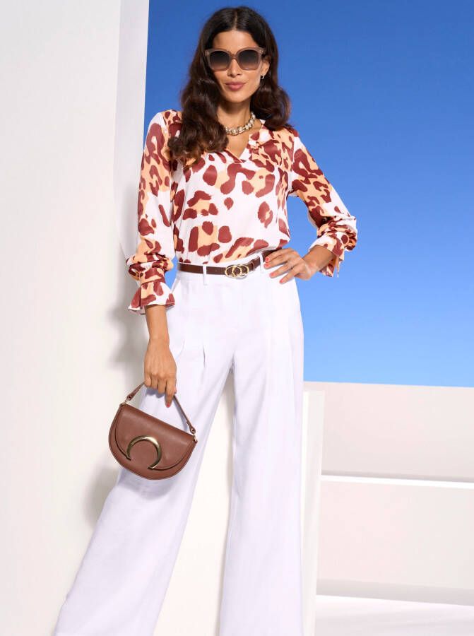 Blouse met print in apricot/papaja bedrukt van heine