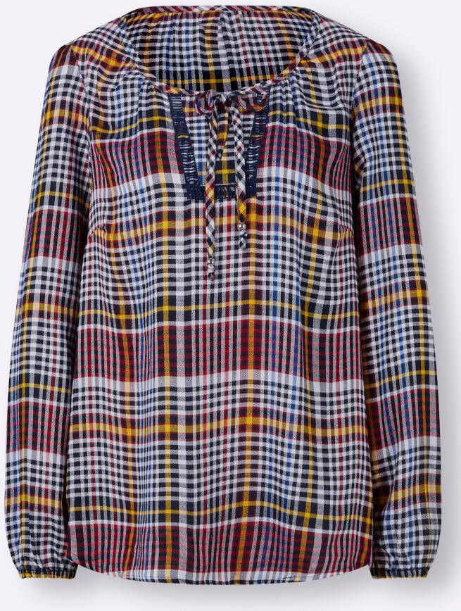 Comfortabele blouse in marine/rood geruit van heine