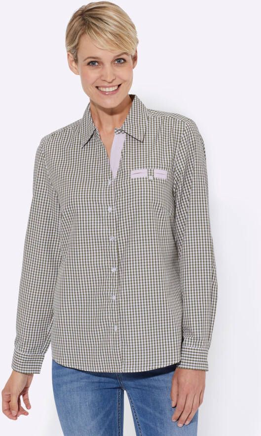 Geruite blouse in kaki/wit geruit van heine