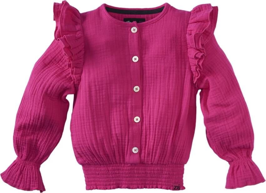 Z8 ! Meisjes Blouse Lange Mouw -- Hardroze Katoen