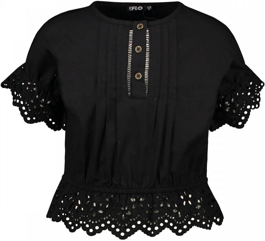 Like Flo top met ruches zwart