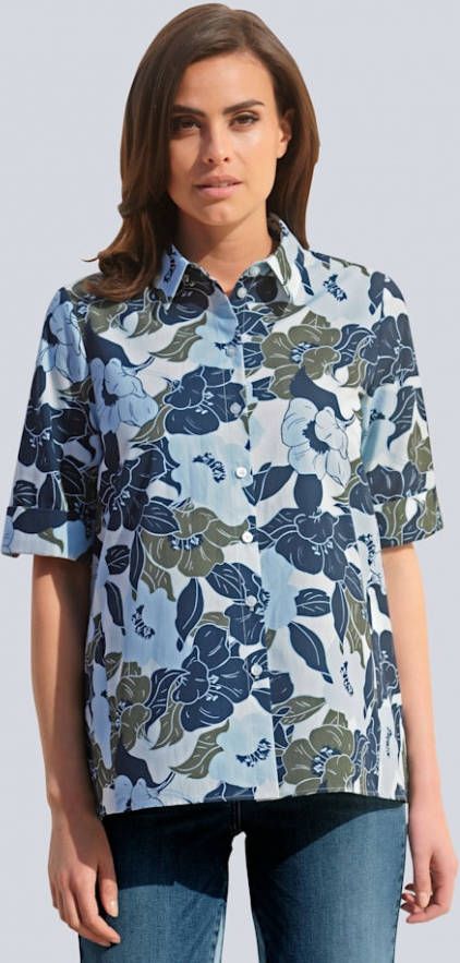 alba moda Blouse met bloemenprint Offwhite/Olijf/Marine