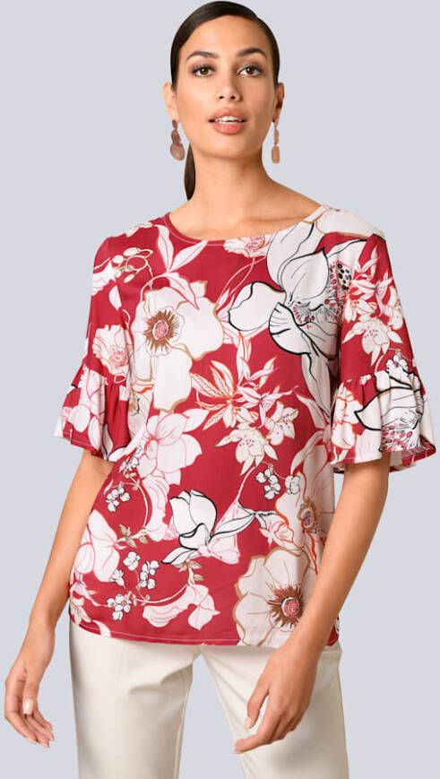 alba moda Blouse met bloemenprint Rood/Wit