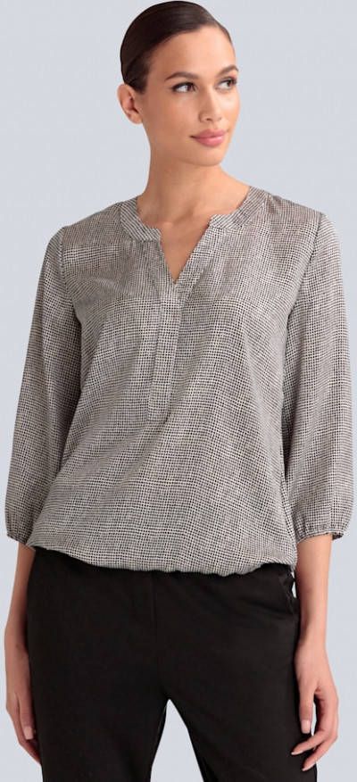 alba moda Blouse met elastische zoomboordjes Zwart/Ecru