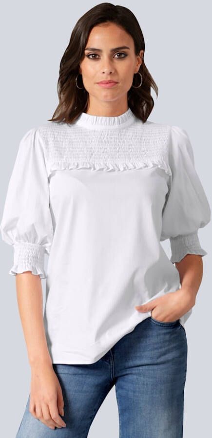 alba moda Blouse met gesmokte mouwen Wit