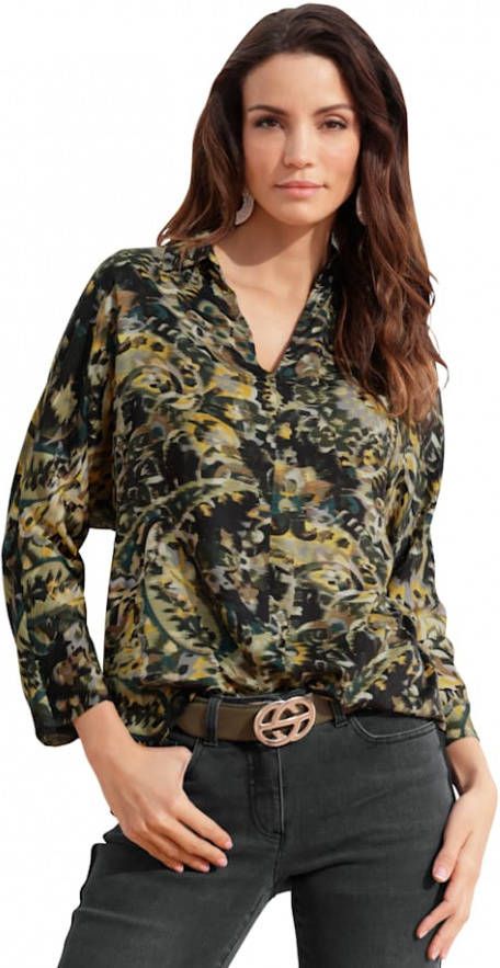 AMY VERMONT Blouse met dessin rondom Groen/Multicolor