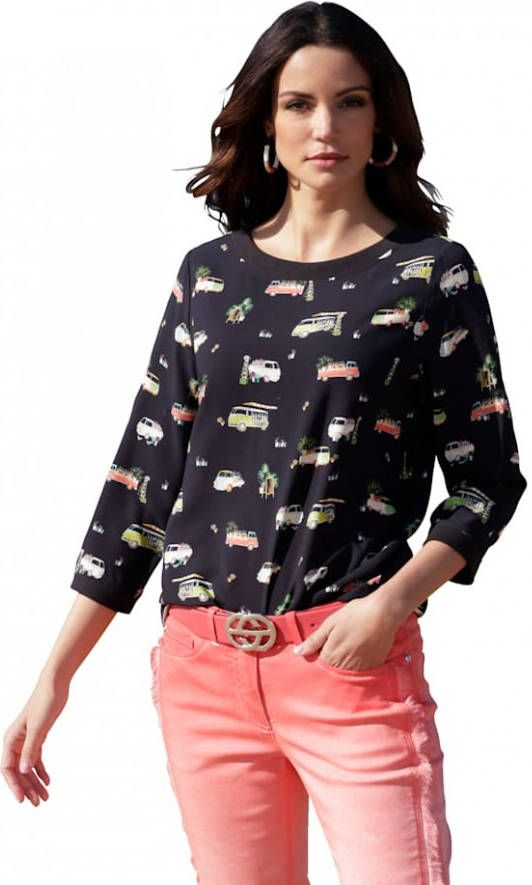 AMY VERMONT Blouse met modieuze busprint Zwart/Multicolor