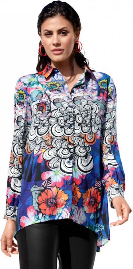 AMY VERMONT Lange blouse met kraag Blauw/Multicolor