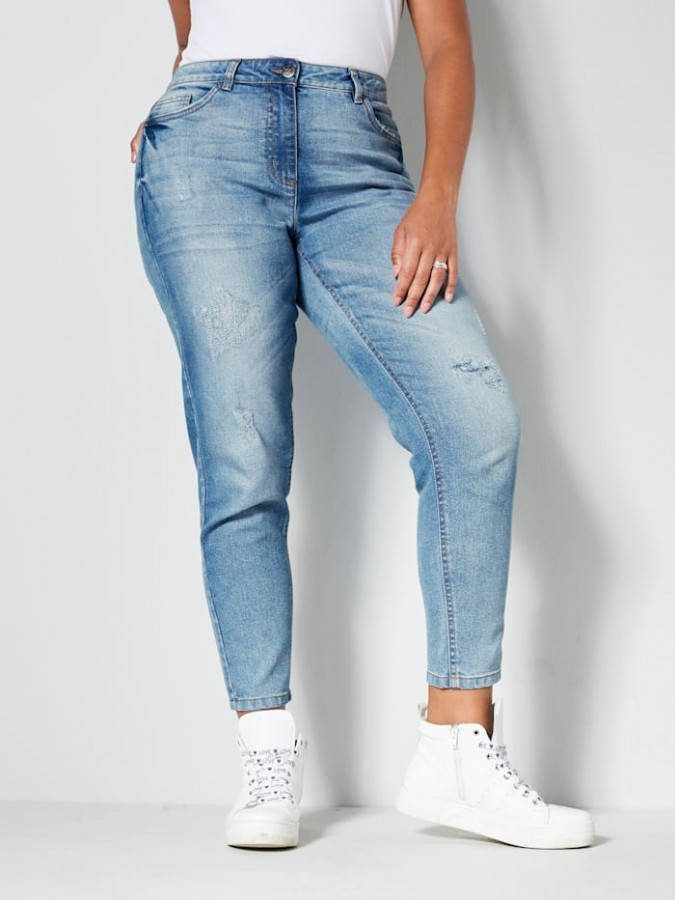 Angel of Style Jeans met destroyed effecten Blue stone