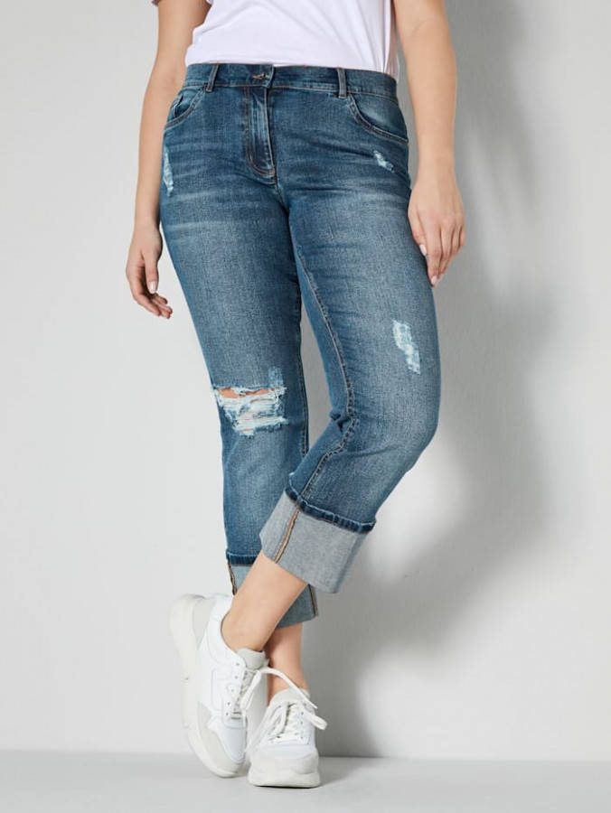 Angel of Style Jeans met destroyed effecten Blue stone