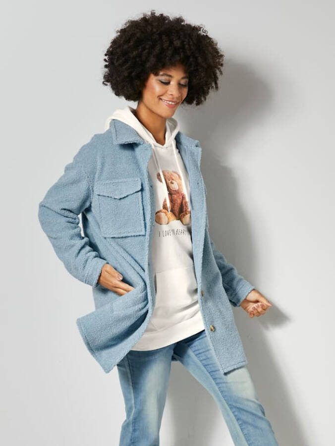 Angel of Style Overhemdjas van zacht materiaal Jeansblauw