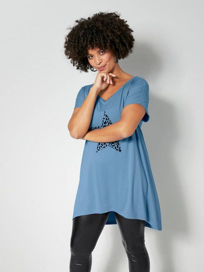 Angel of Style Shirt in flatterend model Jeansblauw