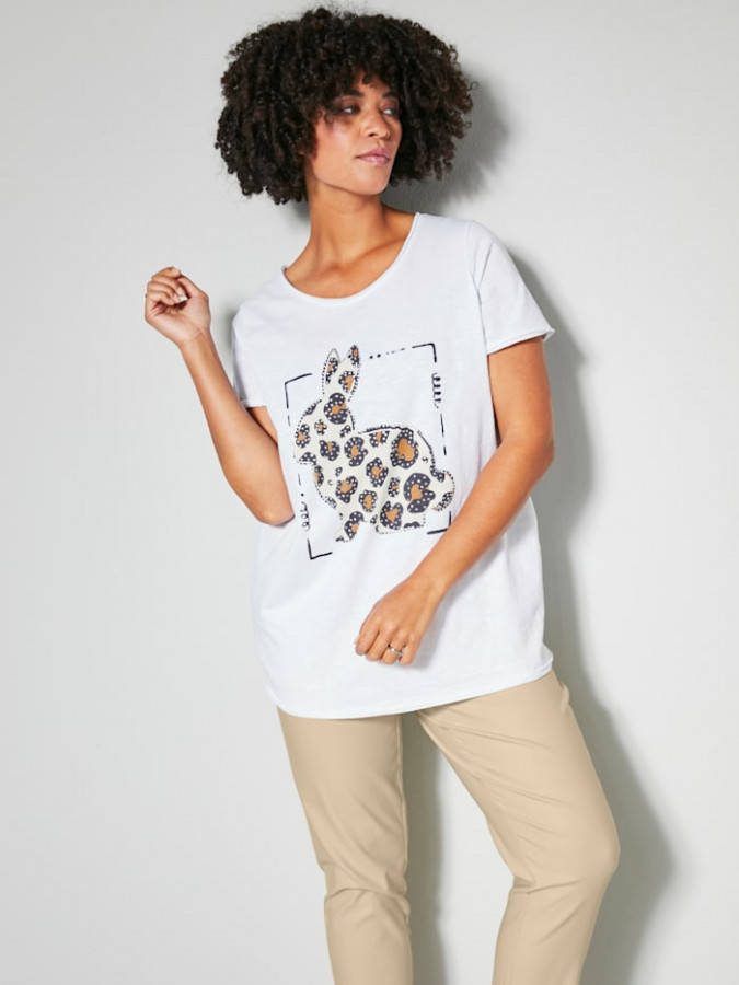 Angel of Style Shirt met konijnenmotief Wit