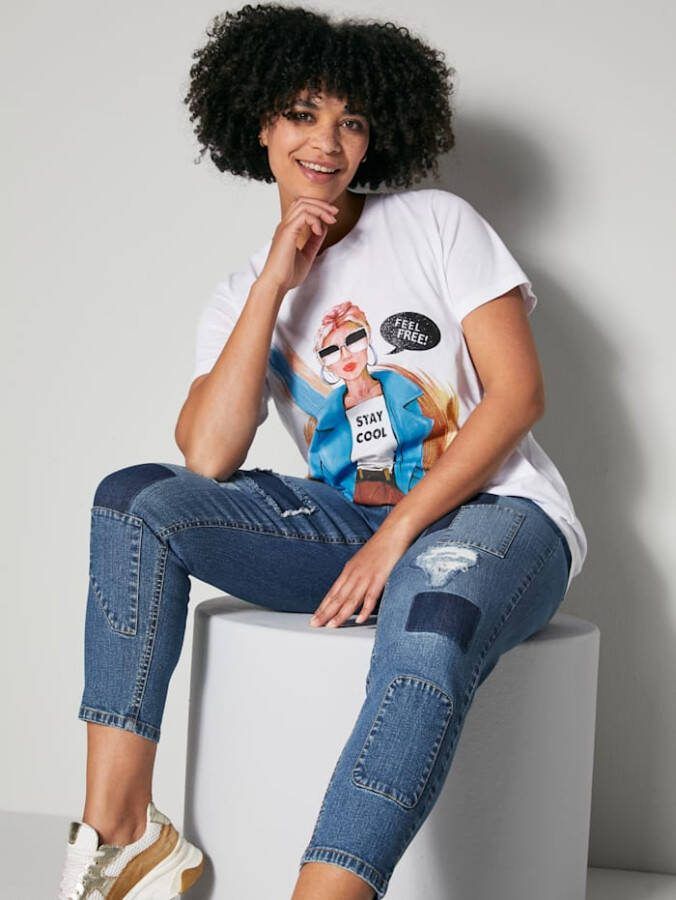 Angel of Style Shirt met vrouwelijk motief Wit