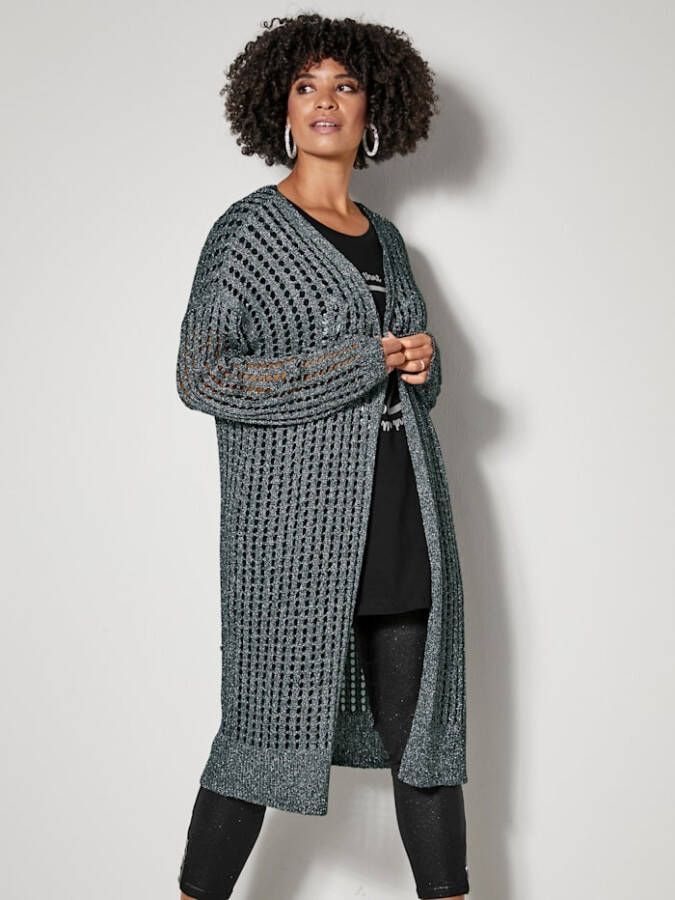 Angel of Style Vest in gehaakte look Zwart/Zilverkleur