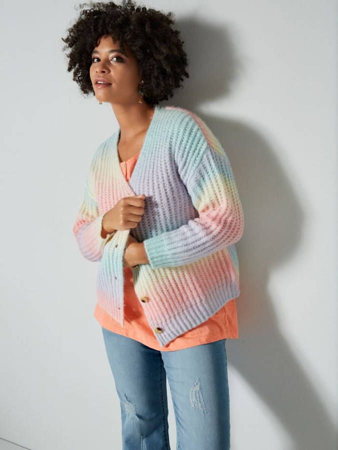 Angel of Style Vest met kleurverloop Paars/Mint/Apricot