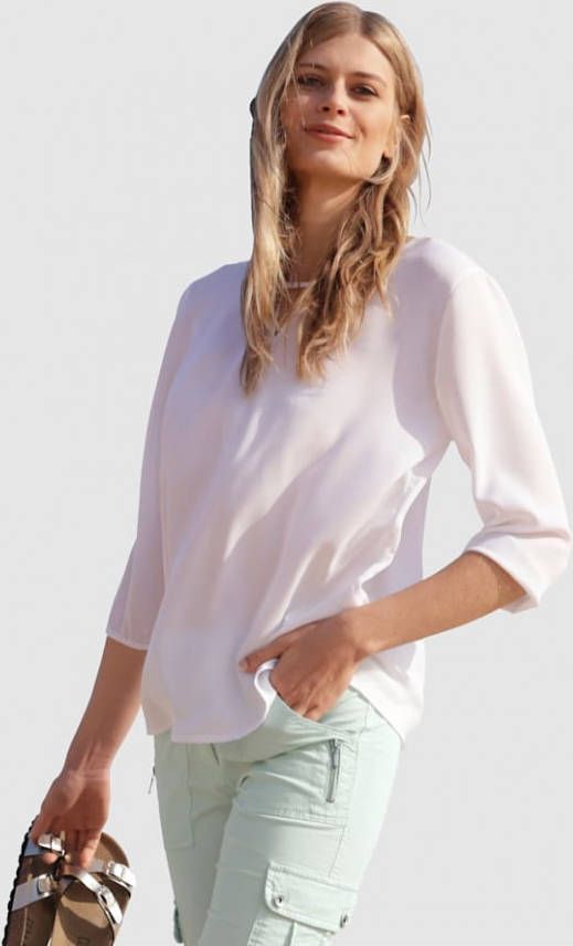 Dress In Blouse met elastische mouwzoom Wit