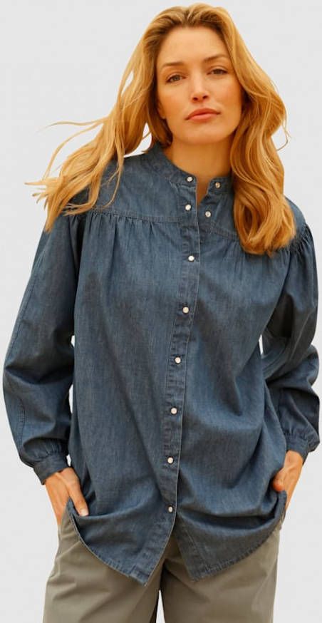 laura kent Blouse van fraai denim Blue stone