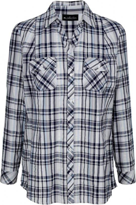 m. collection Blouse met ruitdessin Marine