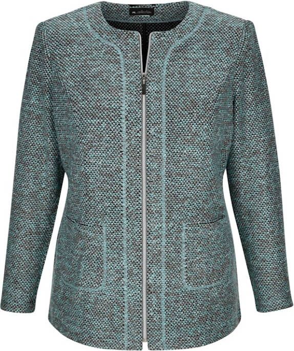 m. collection Bouclé blazer van structuurmateriaal Mint/Grijs