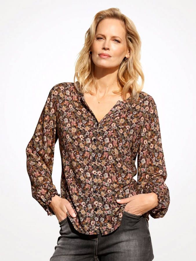 MONA Blouse met bloemenprint Cognac/Berry