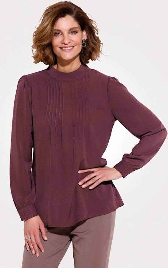 MONA Blouse met opstaande kraag Bordeaux