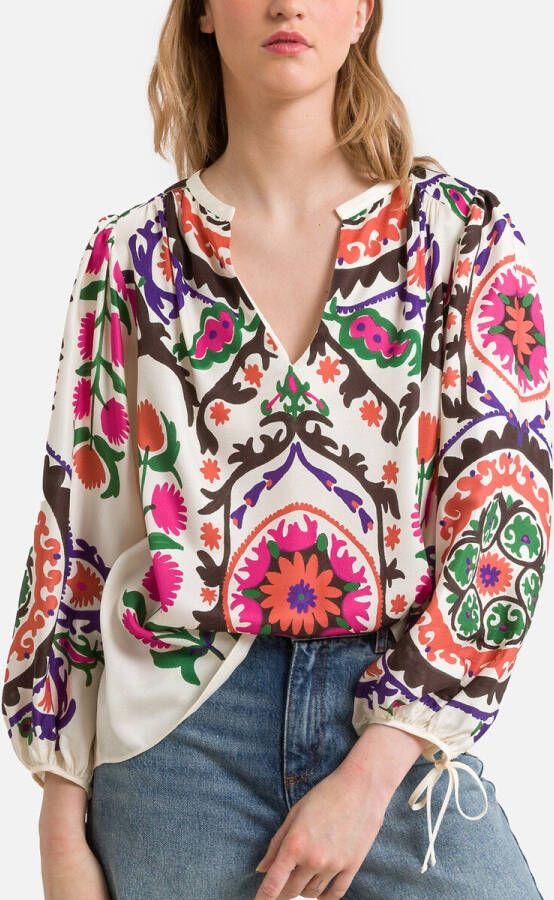 BA&SH Bedrukte blouse met V hals, lange mouwen online kopen