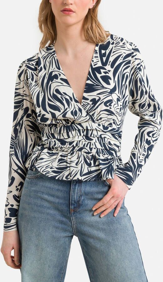 BA&SH Bedrukte blouse met V hals, lange mouwen CAE online kopen