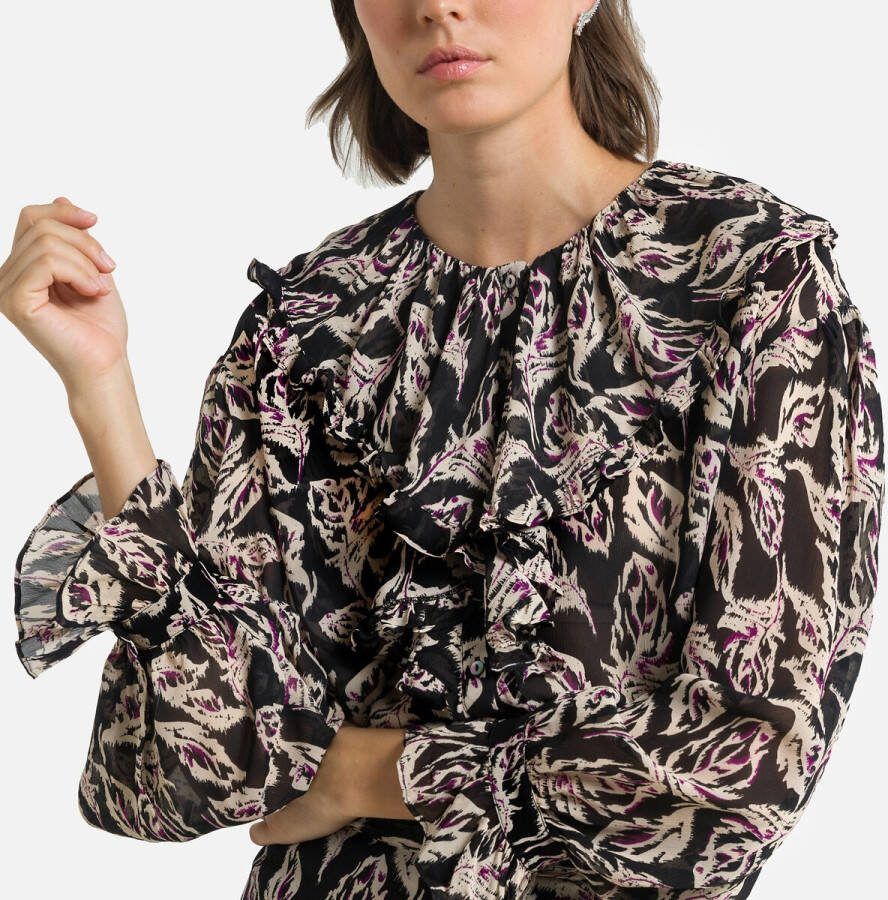 BA&SH Genny semi transparante blouse met volantkraag