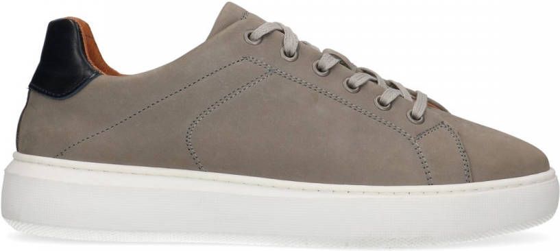Manfield Grijze nubuck sneakers met zwart hielstuk