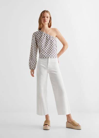 MANGO TEEN Bedrukte asymmetrische blouse