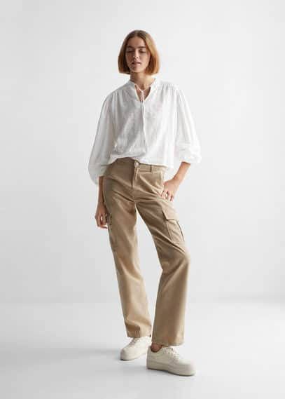 MANGO TEEN Katoenen blouse met strik