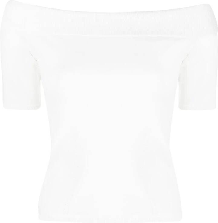 alexander mcqueen Off shoulder t shirt , Wit, Dames