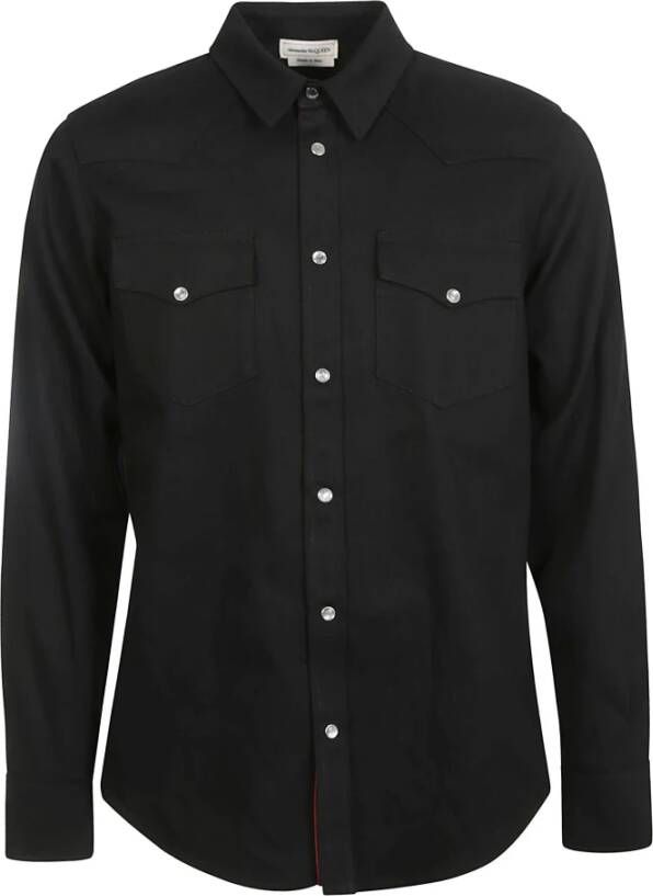 alexander mcqueen Logo Band denim shirt , Zwart, Heren