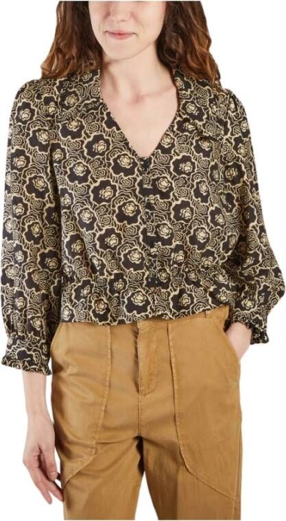 BA&SH Bedrukte blouse, V hals en lange mouwen Gwen