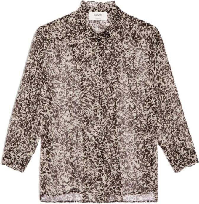 BA&SH Elia semi-transparante blouse met ruches en dierenprint