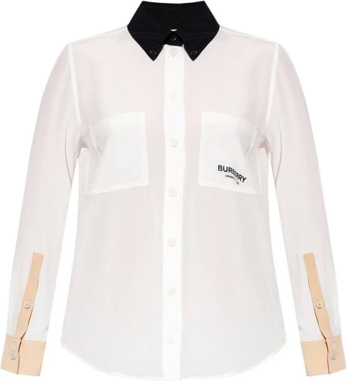 Burberry Anette blouse van zijde met borstzakken en logoprint