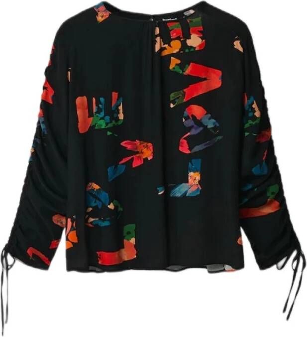 Desigual Blus Graphic Love 22Wwbw11 , Zwart, Dames