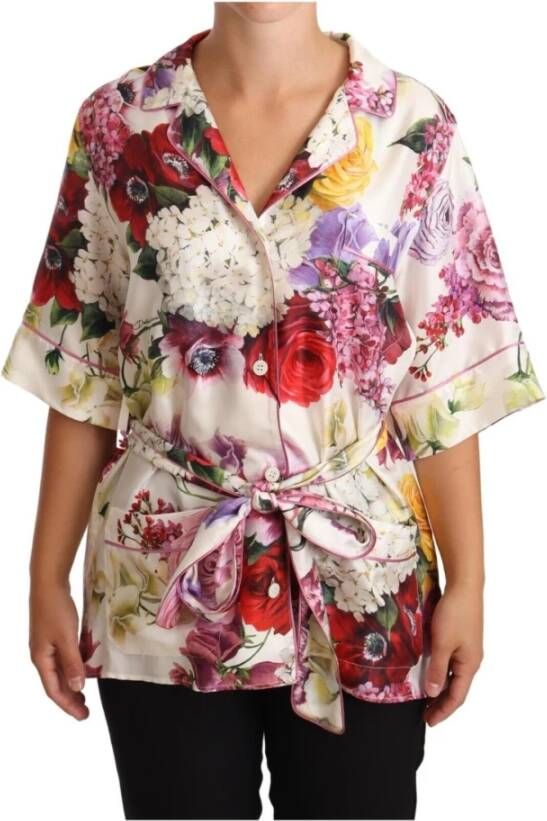 Multicolor Hydrangeas Print Pajama Shirt Blouse Dolce & Gabbana Pre owned, Wit, Dames