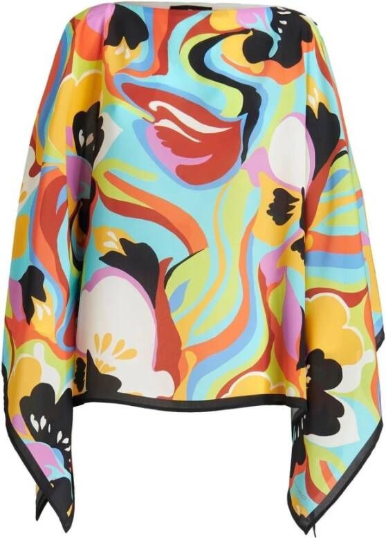 ETRO Printed silk poncho , Wit, Dames