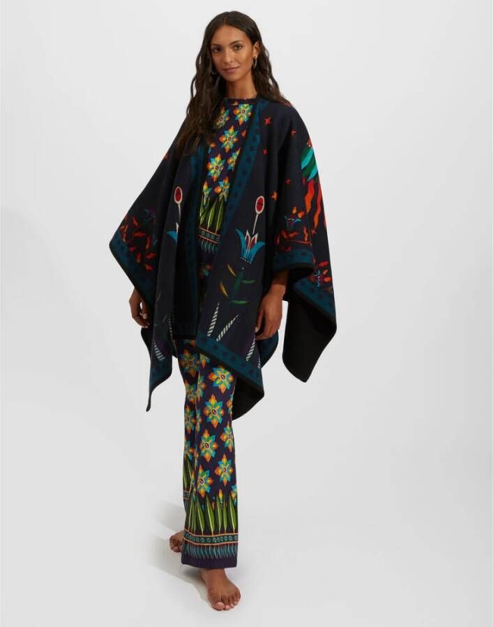 La DoubleJ Reversible Poncho(Placée), Zwart, Dames