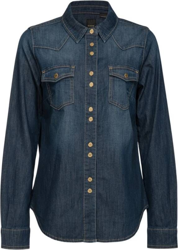 pinko Caroline 19 Shirt Pj865 Light Twill , Blauw, Dames
